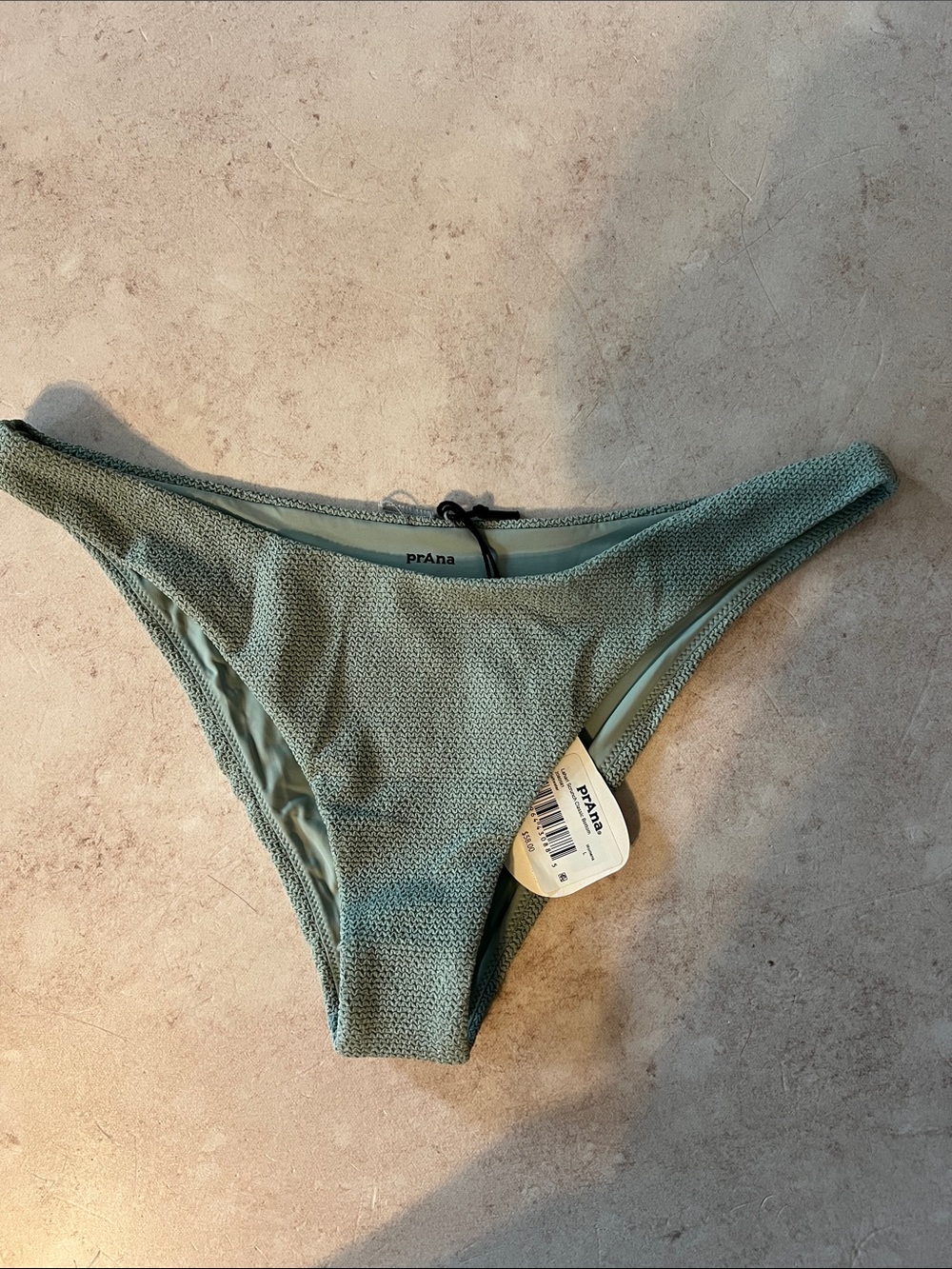 Prana Textured Bikini Bottoms in Saltwater color. Lahari Scrunch Classic.